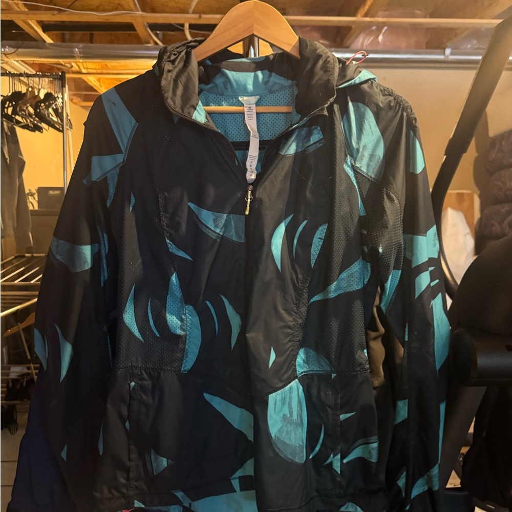 Black and Teal Geometric Jacket